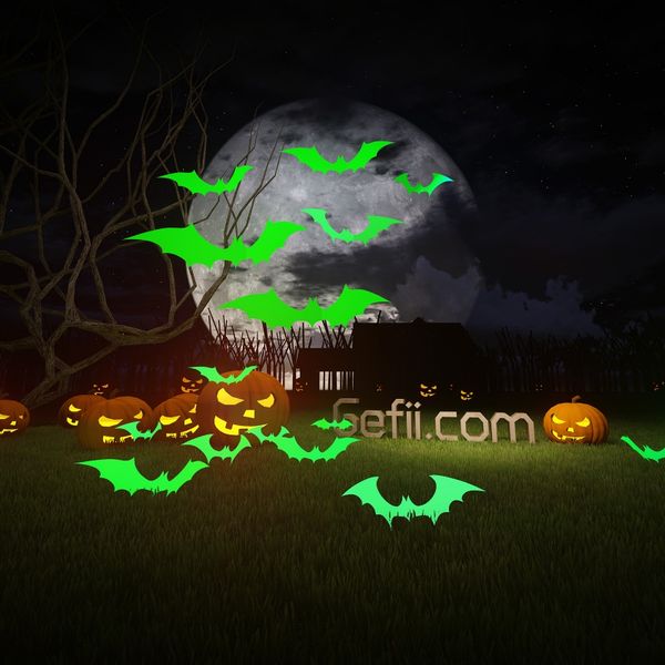 

halloween wall decals stickers luminous self-adhesive 3d bats removable home festival party decor supplies