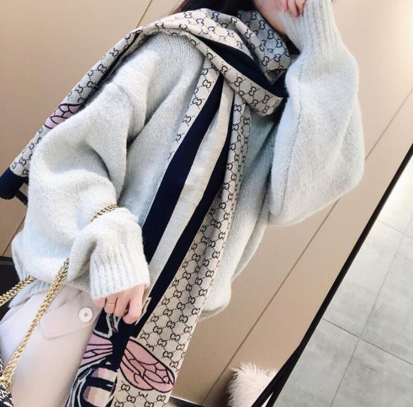 

fashion 2019 new brand women scarf wool silk scarves female shawls foulard square swraps woman bandana, Blue;gray