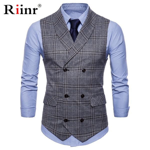 

mens stripe plaid formal blazer vests casual double breasted v-neck fashion m-4xl male england style casual vests, Black;white