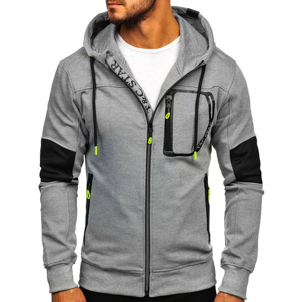 

2020 men sports hoodies casual fashion winter warm hooded sweatshirt slim male drawstring zipper slim gym pocket moletom hoody, Black
