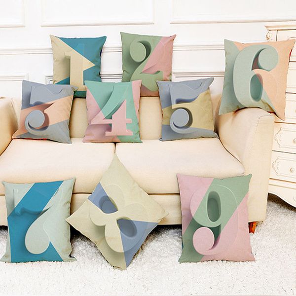 

45*45cm creative digital cotton and linen pillowcase car pillow waist cushion sofa cushion cover wholesale customized home textiles