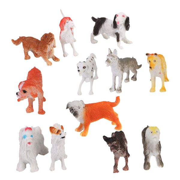 

plastic dog pet animal model toy gift 12pcs multi-color