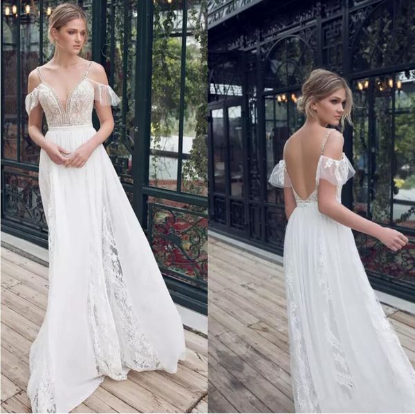 

limor rosen 2019 пляж свадебные платья спагетти кружева аппликация спинки boho свадебные платья старинные страна плюс размер чешский свадебн, White