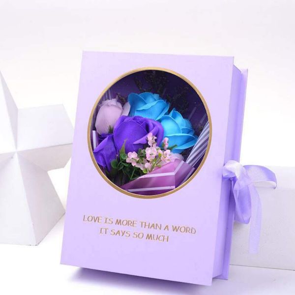 

valentine day romantic artificial flower soap rose flower gift box with aroma candle for wedding anniversary