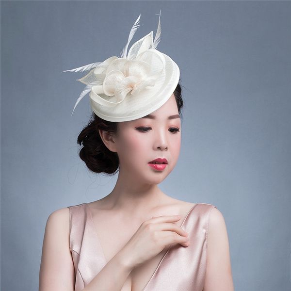 

nfndn women's hair accessories bride's wedding linen women's party hair accessories bride's headdress headdress hat wedd, Blue;gray