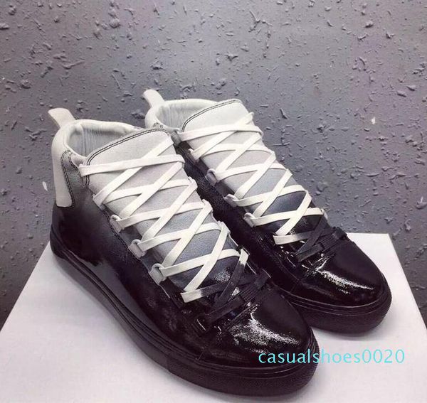 

with box] luxury arena sneaker shoes fashion kanye west gradient leather men's casual trainers party dress shoes outdoor hombre 38-46, Black