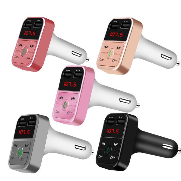 

fm transmitter bluetooth 4.2 handscar kit mp3 player tf card u disk aux with microphone 2.1a dual usb charger