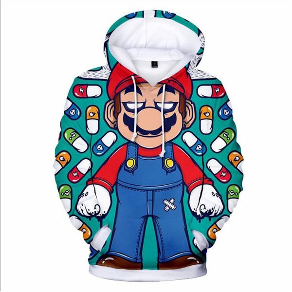 

super mario zelda 3d печатных толстовки super smash bros женщины мужчины с длинным рукавом пуловер толстовка хип-хоп уличная кофты, Black