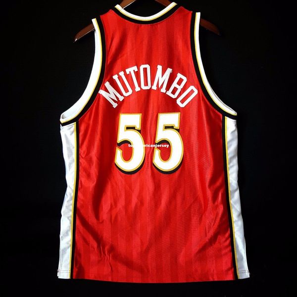 

100% stitched #55 dikembe mutombo champion sewn jersey red mens vest size xs-6xl stitched basketball jerseys ncaa, Gray
