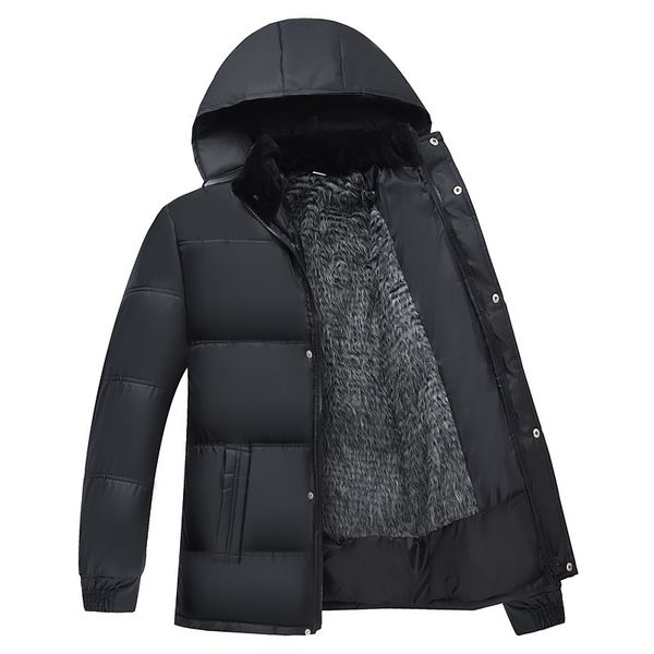 

autumn winter men's long jacket parkas men warm casual parka coat medium-long waterproof thickening hat jacket parka men, Black