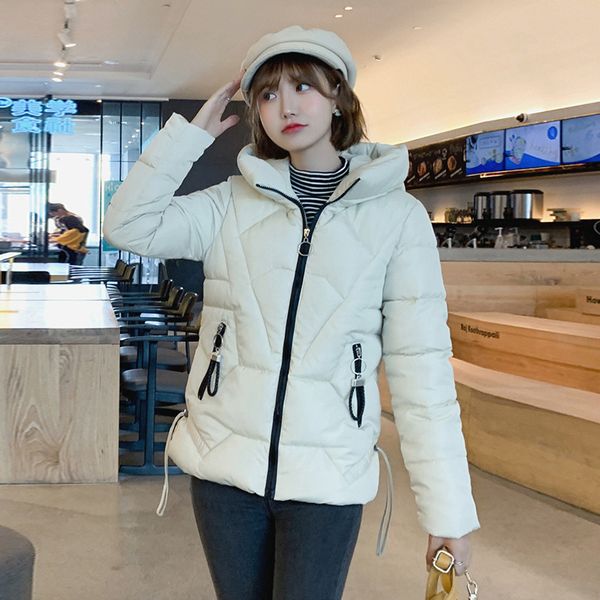

plus size hooded short slim thicken women puffer jacket 2019 new fashion drawstring winter parka mujer ladies casual bubble coat, Black