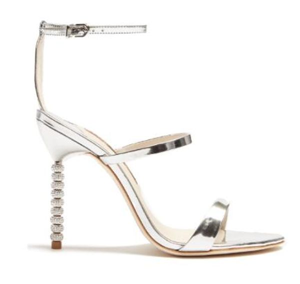 

women's leather rhinestone sandals, sophia webster metallic stiletto heels, size: 34-42, silver, Black