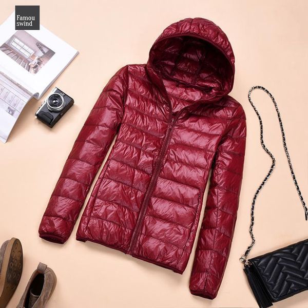 

женская осень куртка мода ультра тонких с капюшоном тонкого пальто плюс размера 4xl 5xl пальто утки вниз женщина топы 90%, Black;brown