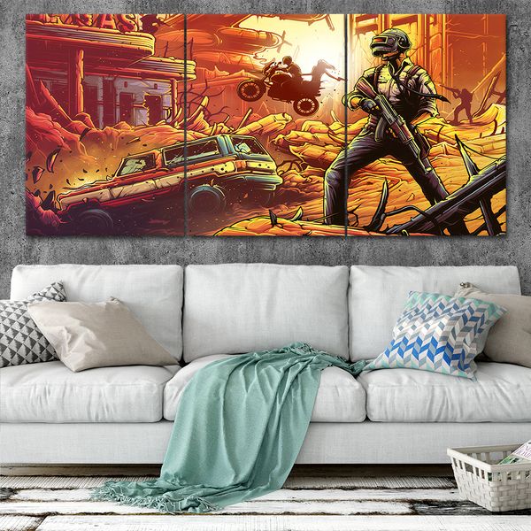 

playerunknown s battlegrounds холст плакаты home decor wall art framework 3 шт. картины для гостиной hd печать изображения