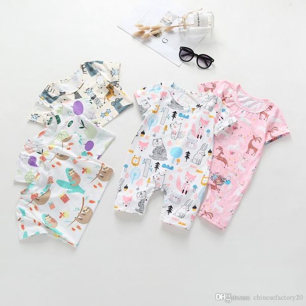 

baby girls boys romper short sleeve elk animial printed infant jumpsuits summer fashion boutique kids climbing clothes, Blue