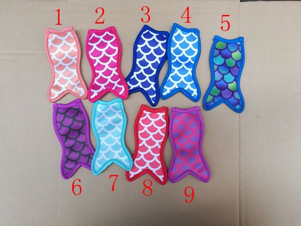 

200pcs/lot new arrival 16x8.5cm fish style mermaid neoprene popsicle holders pop ice sleeves er pop holders d11