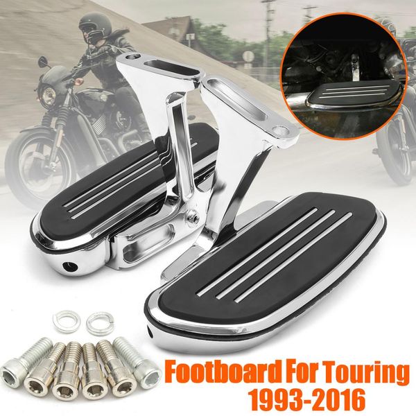

1 pair motorcycle foot peg footboard chrome rear passenger foot board & bracket holder for touring models 1993-2014 2015 2016