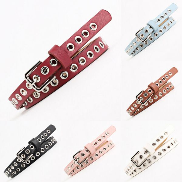 

new women's pu leather belt with rivet fashion ladies studded single grommet holes waist chain ing, Black;brown