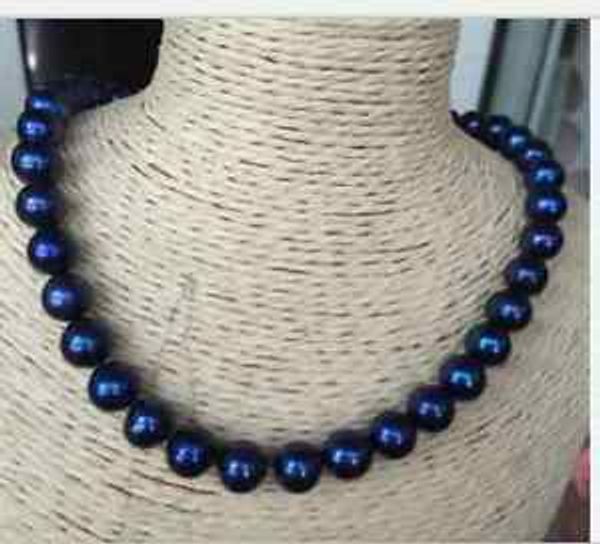 

elegant 10-11mm tahitian blue round pearl necklace 18inch 50, Silver