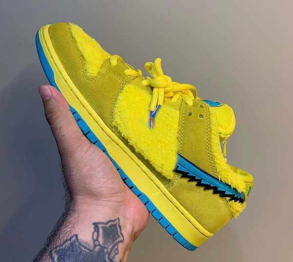 

горячие аутентичные grateful dead х sb dunk low желтый медведь кроссовки желтый синий fury верхний замши скейтбординг обувь спорт кроссовки