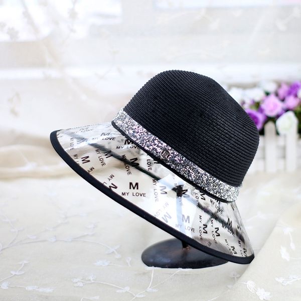 

sun li summer ultraviolet sun pvc fisherman casual all-match simple basin bucket bucket hat hat tide, Blue;gray