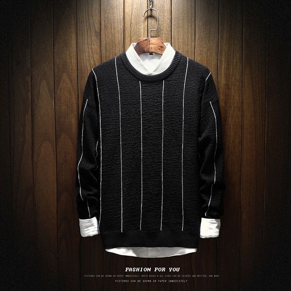 

2019 brand clothing men sweater spring autumn fashion casual sweater o-neck slim knitting men pullover long sleeve coat, White;black