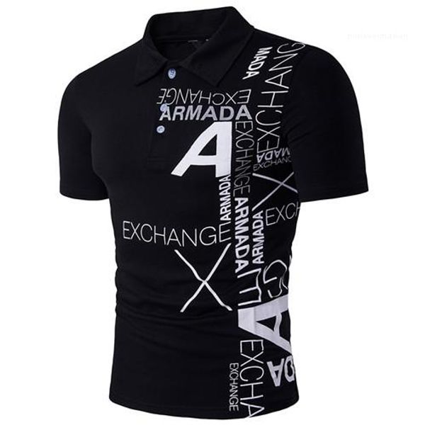 

mens clothing plus size mens tshirts letter printed sports style short sleeve stand collar mens casual, White;black