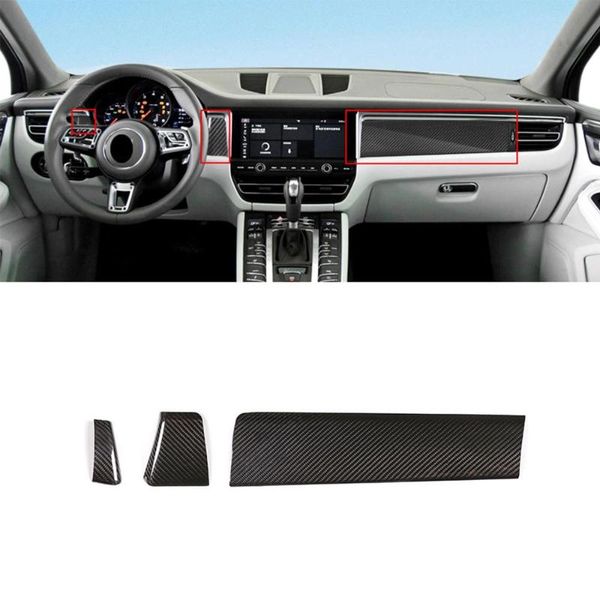 

3 pcs real carbon fiber for macan 2014-2020 car interior center console decoration panel trim accessories