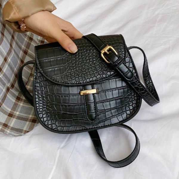 

leather shoulder messenger bag fashion stone pattern crossbody bags for women new pu solid color small ladies' travel saddle bag