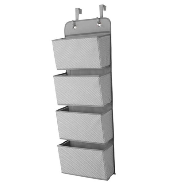 

simple houseware 4 pocket hanging wall closet storage bag organizer over door cloth toy organizer bag pouch hanger gray