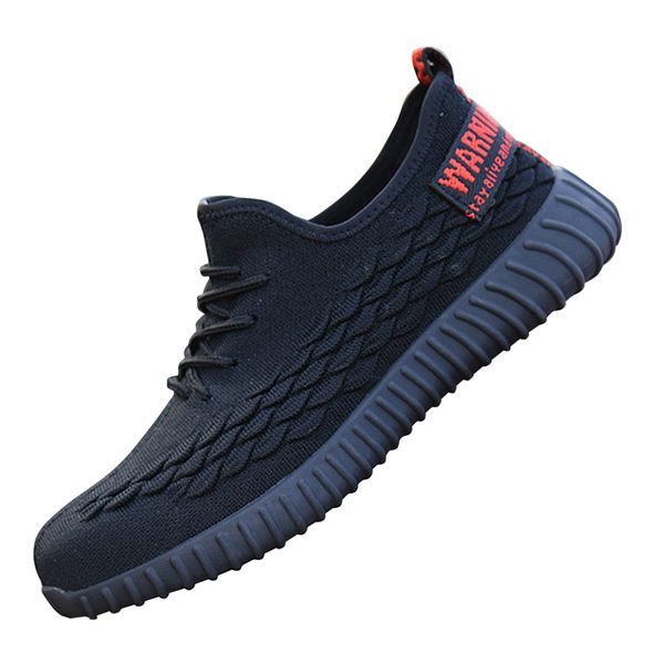 

men boots ultra lightweight protective casual sneakers steel toe outdoor work safety shoes anti slip trainers breathable summer, Black