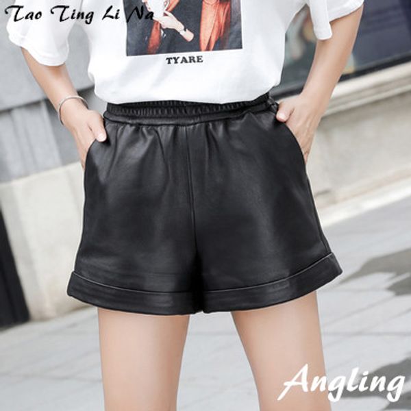 

2020 new fashion genuine real sheep leather shorts j5, White;black