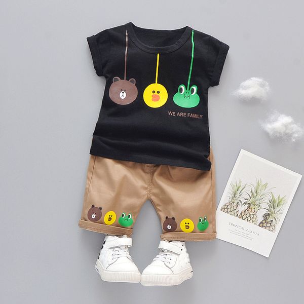 

baby boy clothes boys summer cartoon set toddler kids clothing cotton white black t-shirt shorts 1 2 4 years infant girl outfits y200525