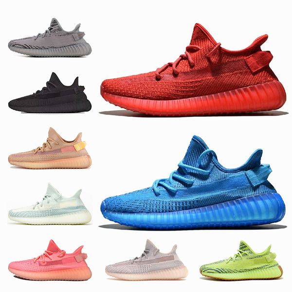 

fashion blue red kanye shoes cloud white black clay yecheil yeehu yeezreel glow reflective synth zebra running shoes trainers sneakers 36-48, White;red