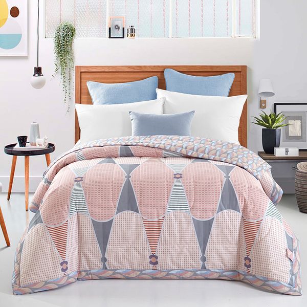 

arnigu cotton fabric bedspread simple geometry print throw blanket single double bed summer thin comforter stiching duvet quilt