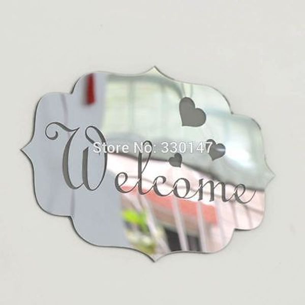 

welcome signs entrance home logo 3d acrylic door plate mirror wall stickers