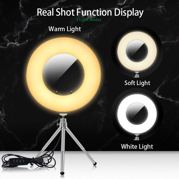 

led deskring light kit 22cm/9inch p phone ring lamp with tripod phone holder for makeup live stream youtube video beauty