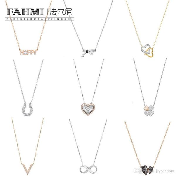 

fahmi swa rose gold four-leaf clover heart shaped butterfly interwoven ribbon love fashion women clavicle necklace better, Silver