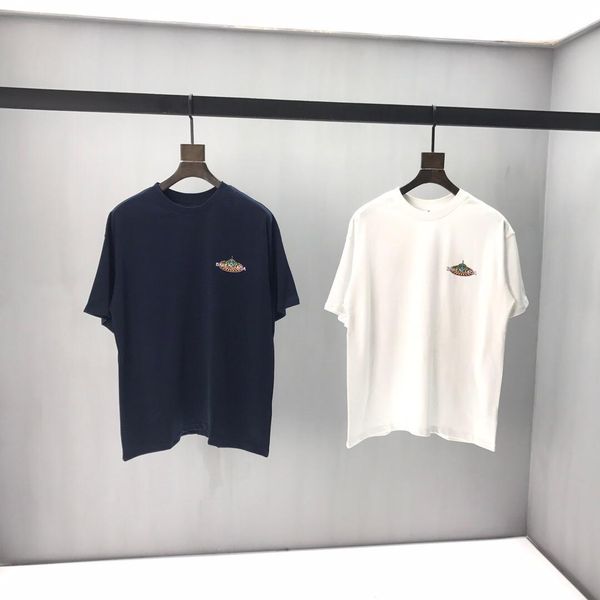 

2020ss весна лето новый высококачественный хлопок печати короткий рукав вокруг шеи панель t shirt ba вышивка белый черный футболки, White;black