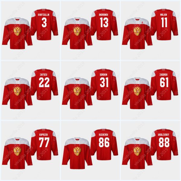 

Andrei Vasilevski Russia 2019 IIHF World Championship Kirill Kaprizov Dinar Khafizullin Evgeni Malkin Nikita Zaitsev Nikita Kucherov Jersey