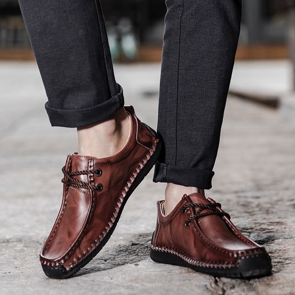 

dxkzmcm comfortable men casual shoes loafers men shoes genuine leather for flats, Black