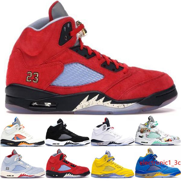 

new arrival 5 men women basketball shoes 5s ice blue inspire laney blue yellow trophy room wings trainer sport sneakers size 36-47
