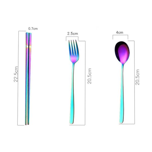 

stainless steel creative titanium-plated environment-friendly portable tableware 304 stainless steel spoon chopsticks set suctio disposable