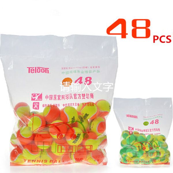 

teloon kids tennis ball soft tennis ball low compression training orange /yellow 48pcs pack
