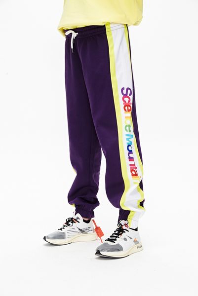 

2019 new side rainbow letter printed sweatpants drawsting waist track pants trousers mens womens fashion joggers sweatpants, Black