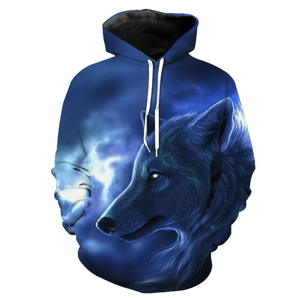 

european and european foreign trade lonely wolf king print with hat pocket jacket head of men's tide and hat men's suit, Black