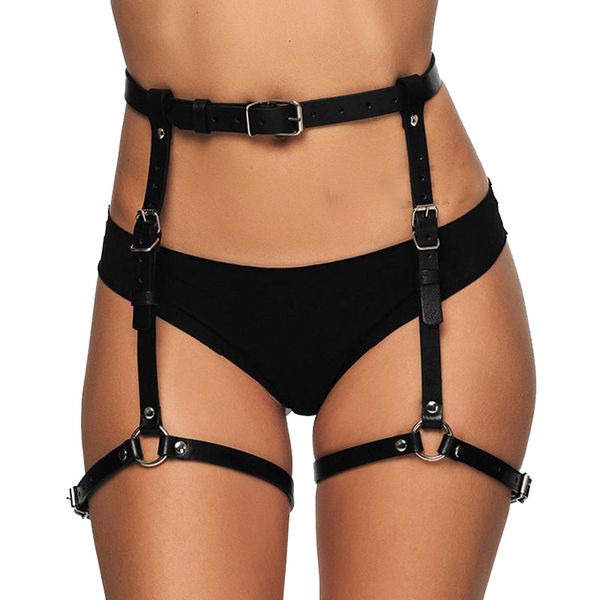 

рок сексуальные женщины упряжь пояс harajuku панк suspender регулируемая талия для ног ручной носки подвязки ремни горячие, Black;white