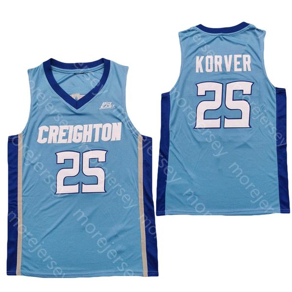

2020 creighton bluejays basketball jersey ncaa college 25 korver blue all stitched and embroidery size s-3xl, Black;red