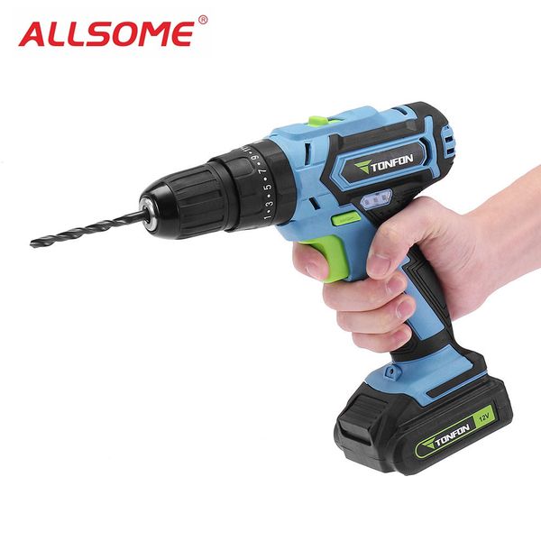 

allsome tonfon 3 in 1 12v rechargable electric screwdriver cordless lithium battery power dril iimpact drill with bits ht2336