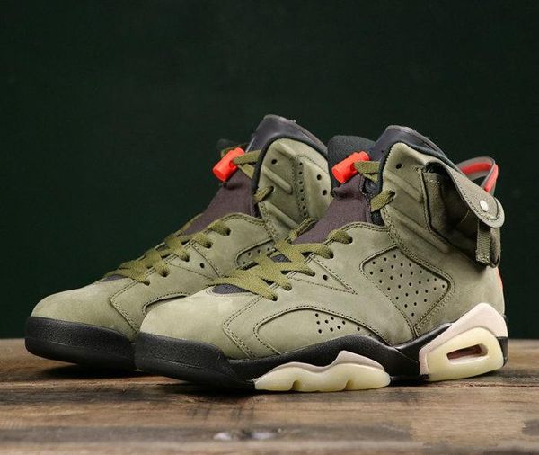 

new travis scotts x 6s mens basketball shoes suede medium olive man designer sports sneakers baskets 6 des chaussures men zapatos size 7-12